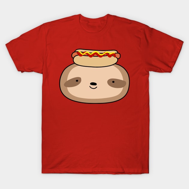 Hotdog Sloth Face T-Shirt by saradaboru